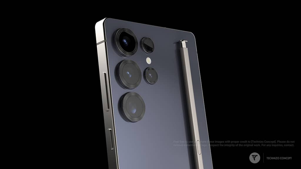 The rounded corners of the Galaxy S25 Ultra are clearly visible in this render. | Image credit: Technizo Concept
