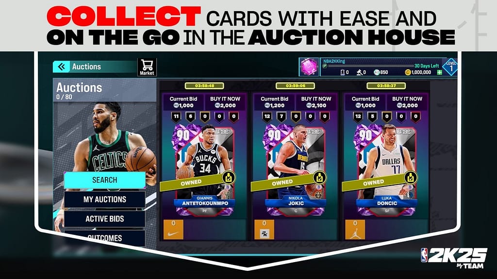 NBA 2K25 MyTEAM Auction House  Screenshot credits 2K
